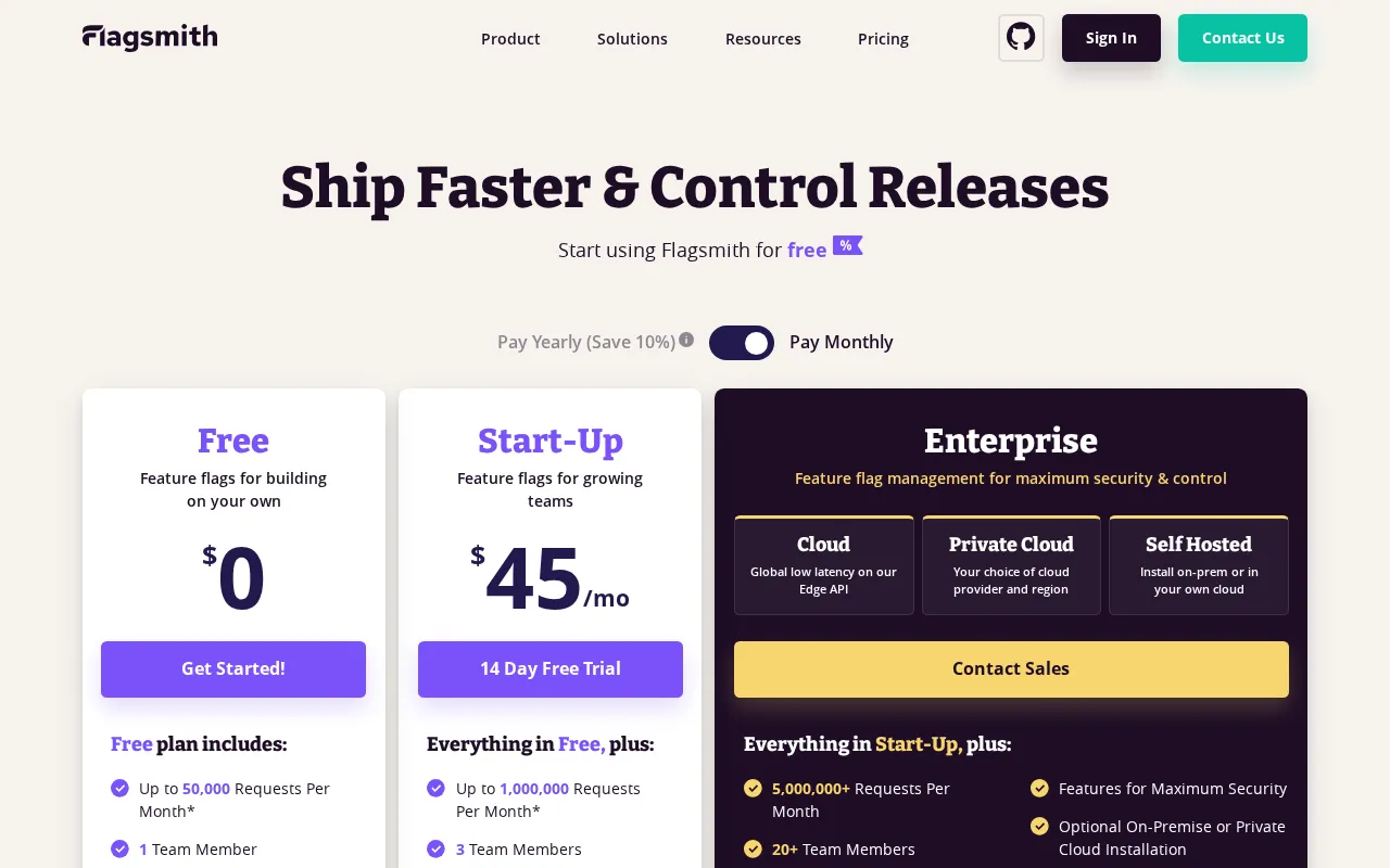 Flagsmith — pricing page