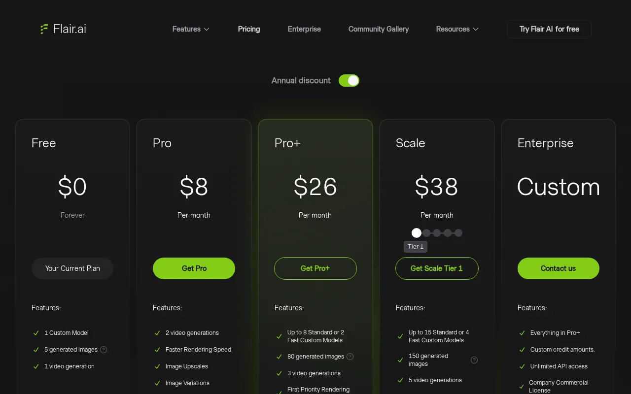Flair AI — pricing page