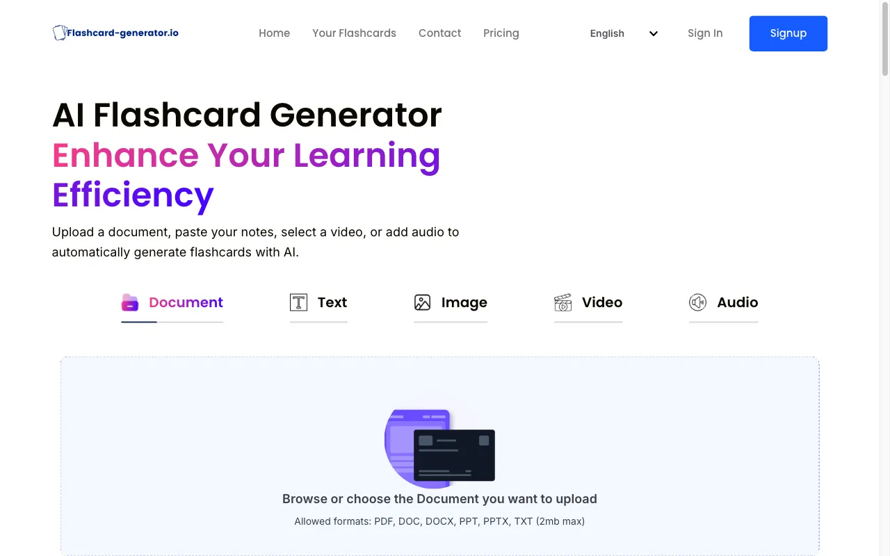 Flashcard generator — preview screenshot