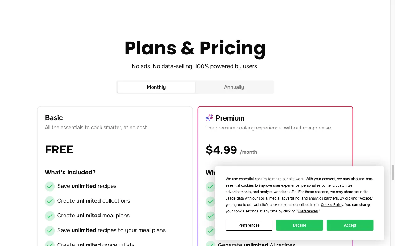 Flavorish — pricing page