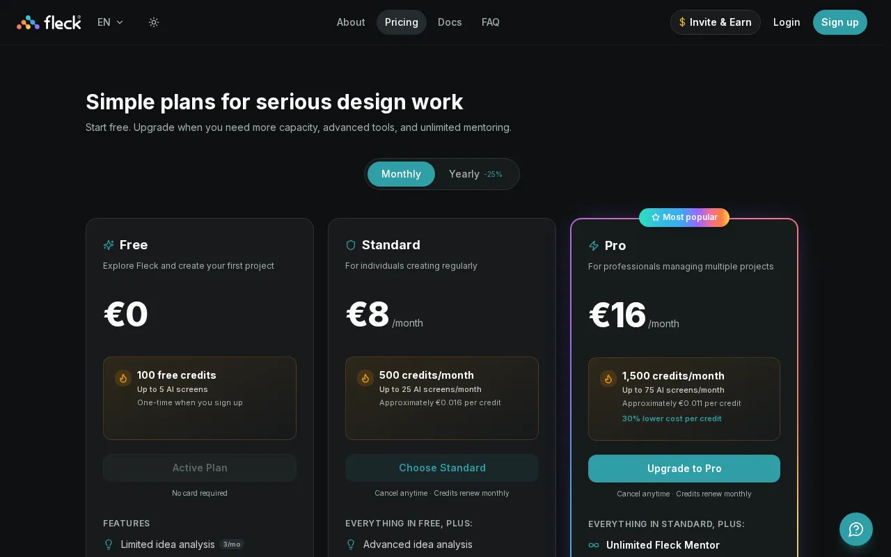 Fleck AI — pricing page