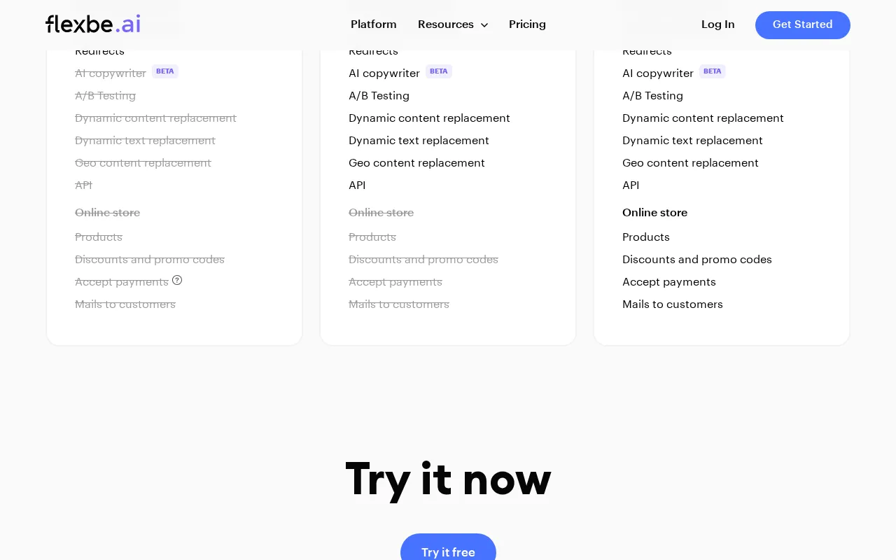 Flexbe.AI — pricing page