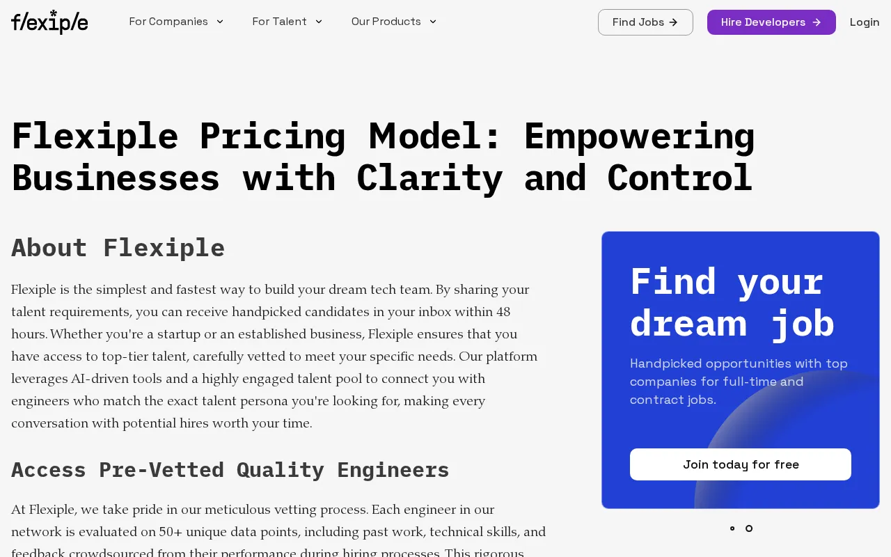 Flexiple — pricing page