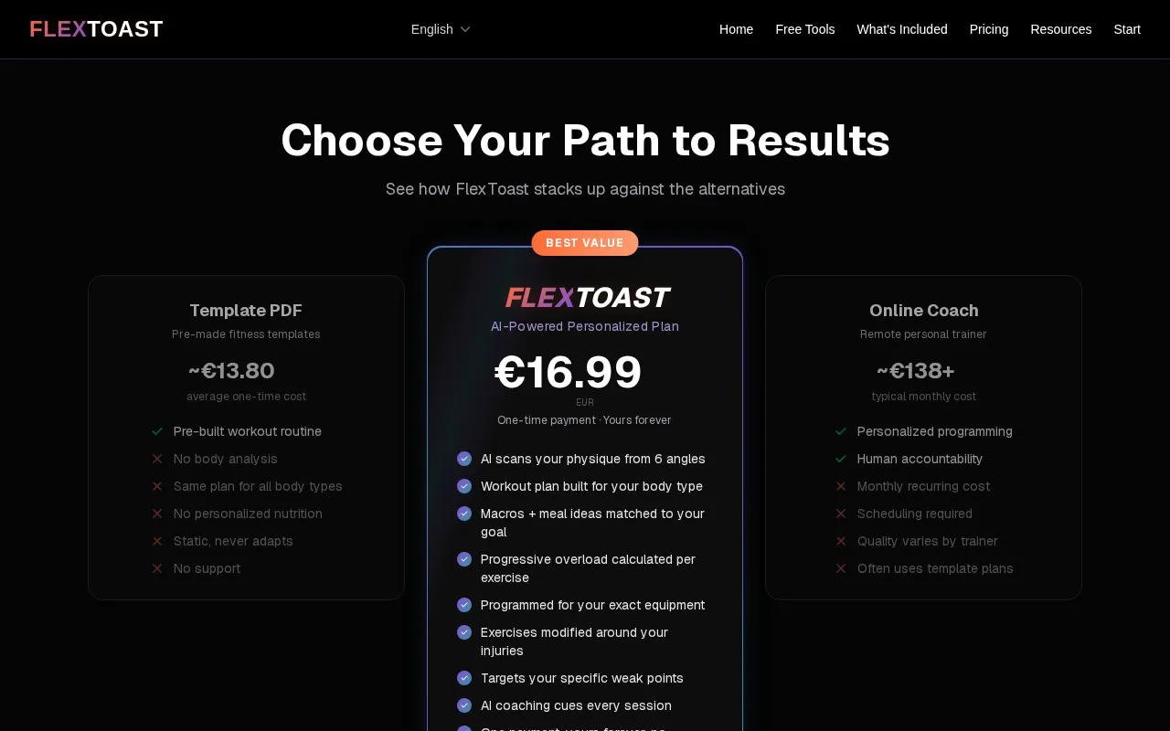 FlexToast — pricing page