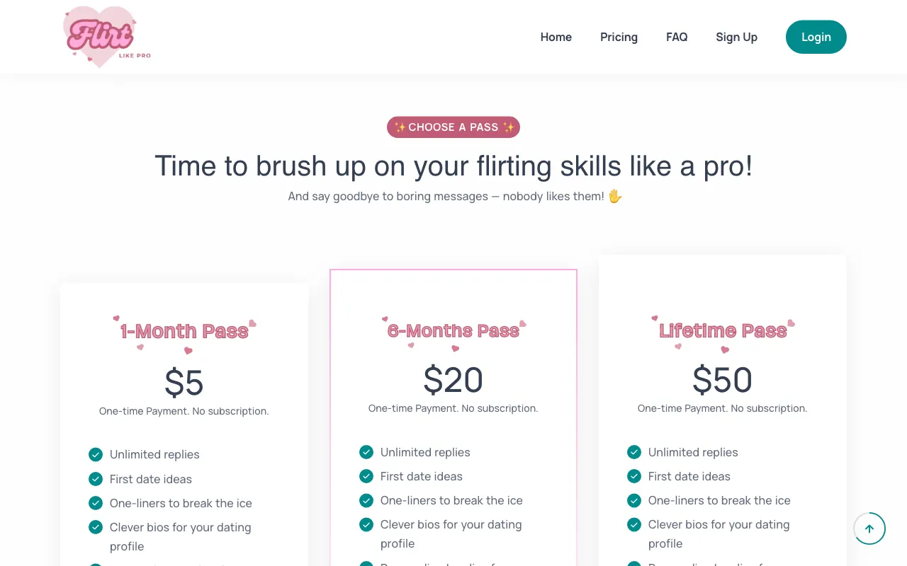 flirtlike.pro — pricing page