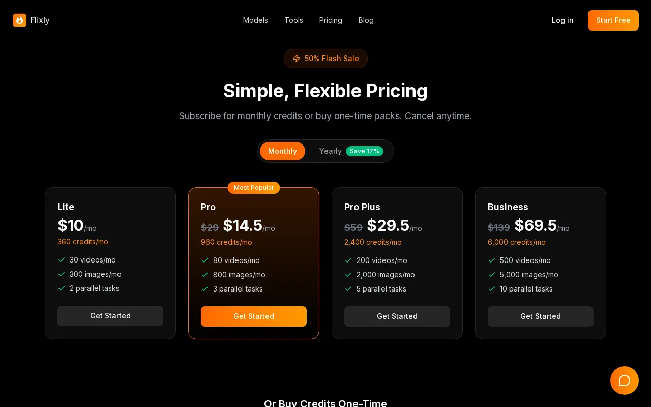 Flixly AI — pricing page