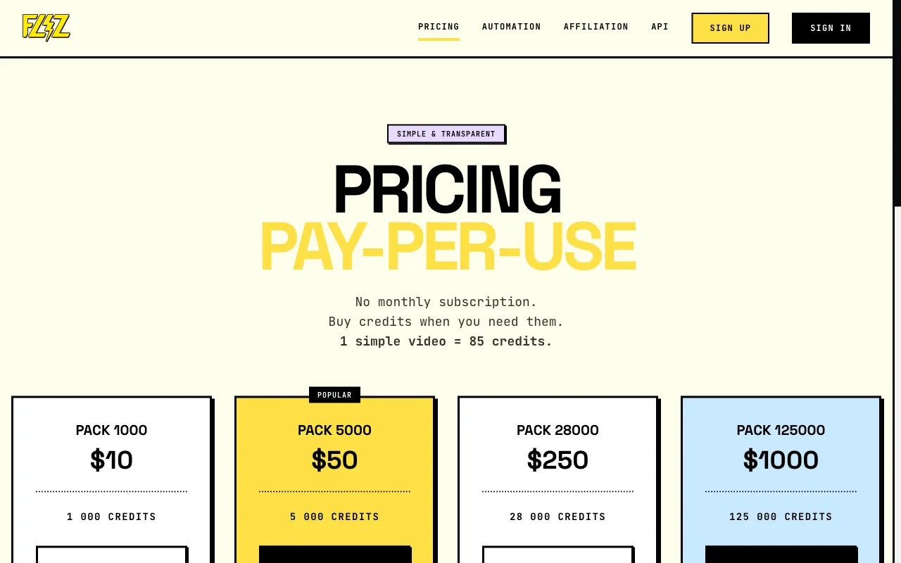 Fliz — pricing page
