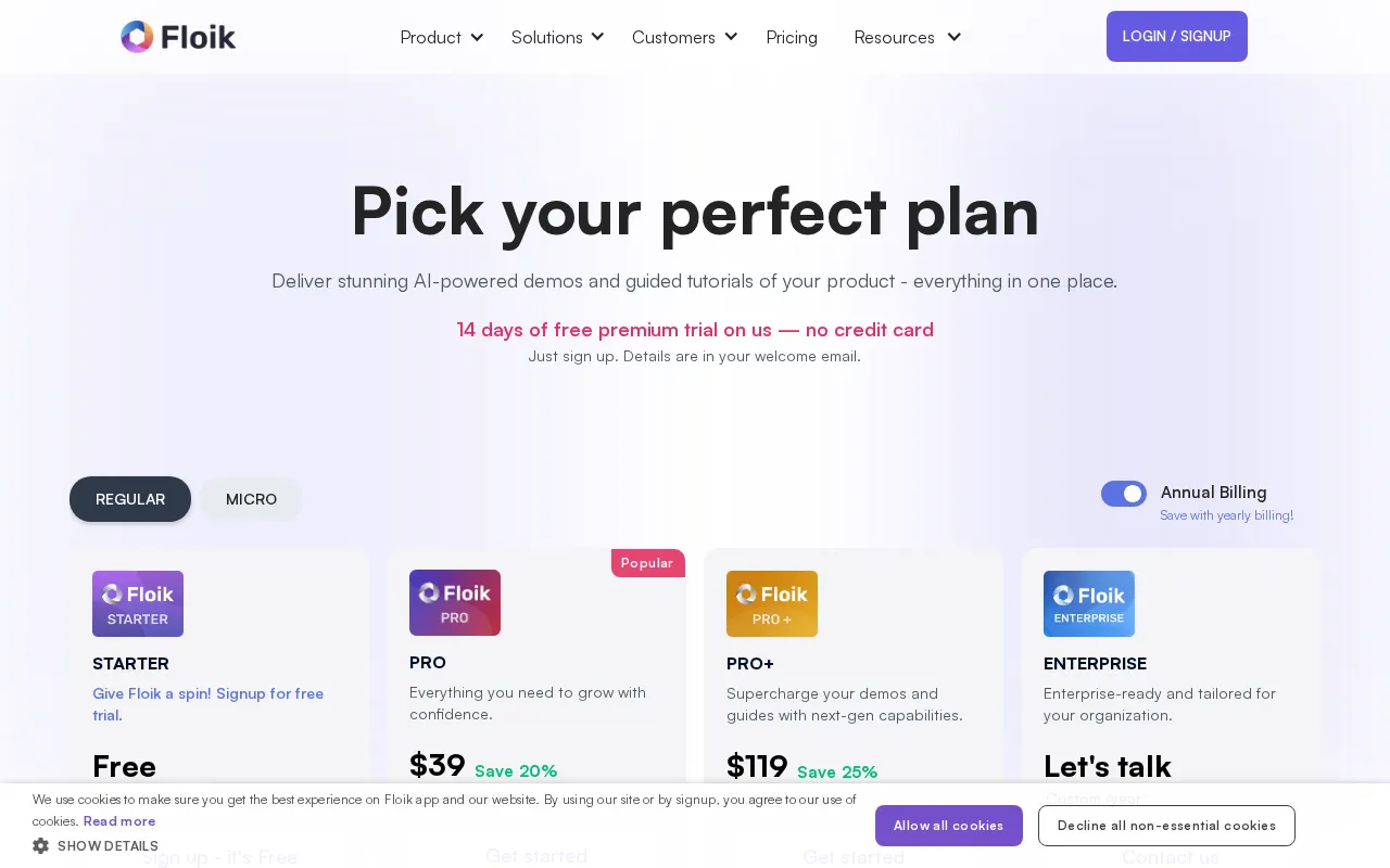 Floik — pricing page