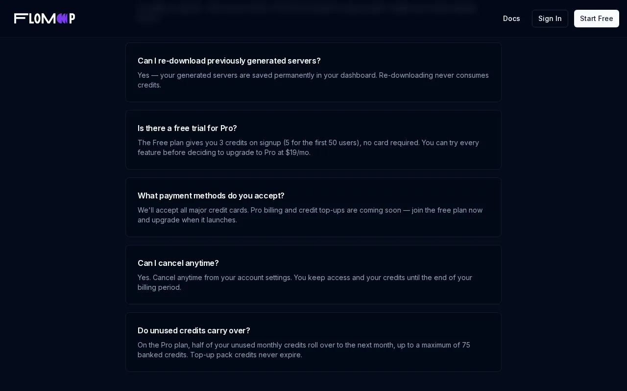 FloMCP — pricing page