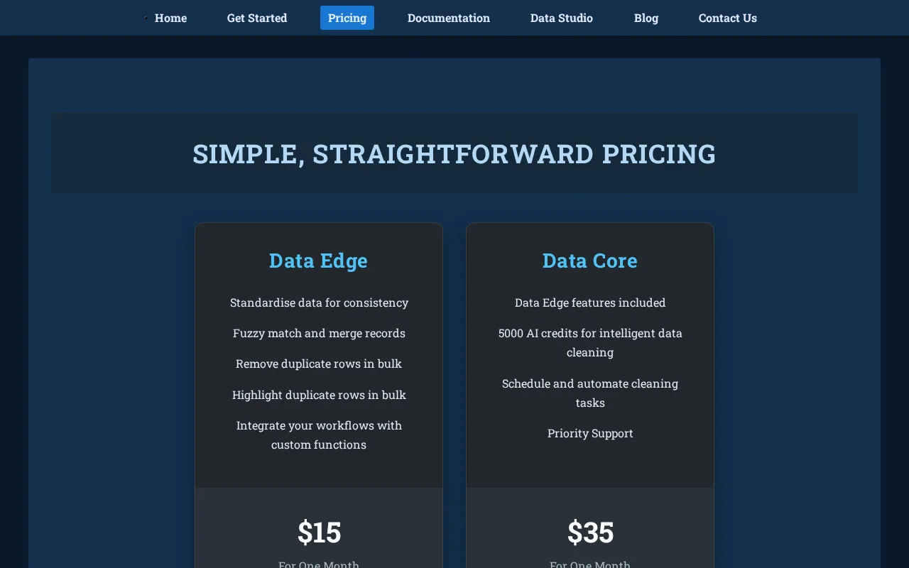 Flookup Data Wrangler — pricing page