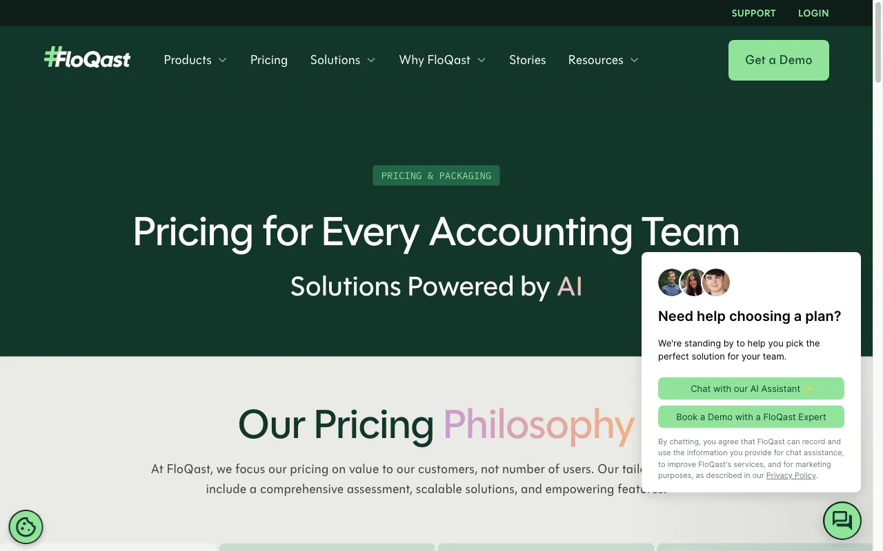FloQast — pricing page