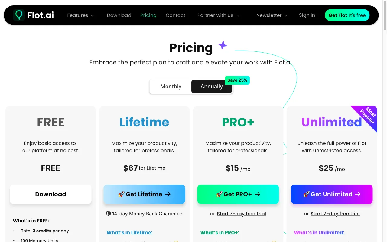 Flot AI — pricing page