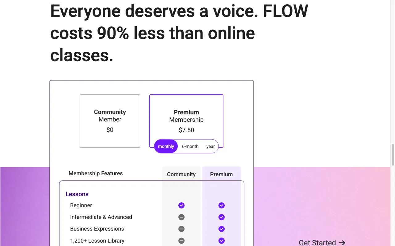 FLOW Speak Learning Pathways — pricing page