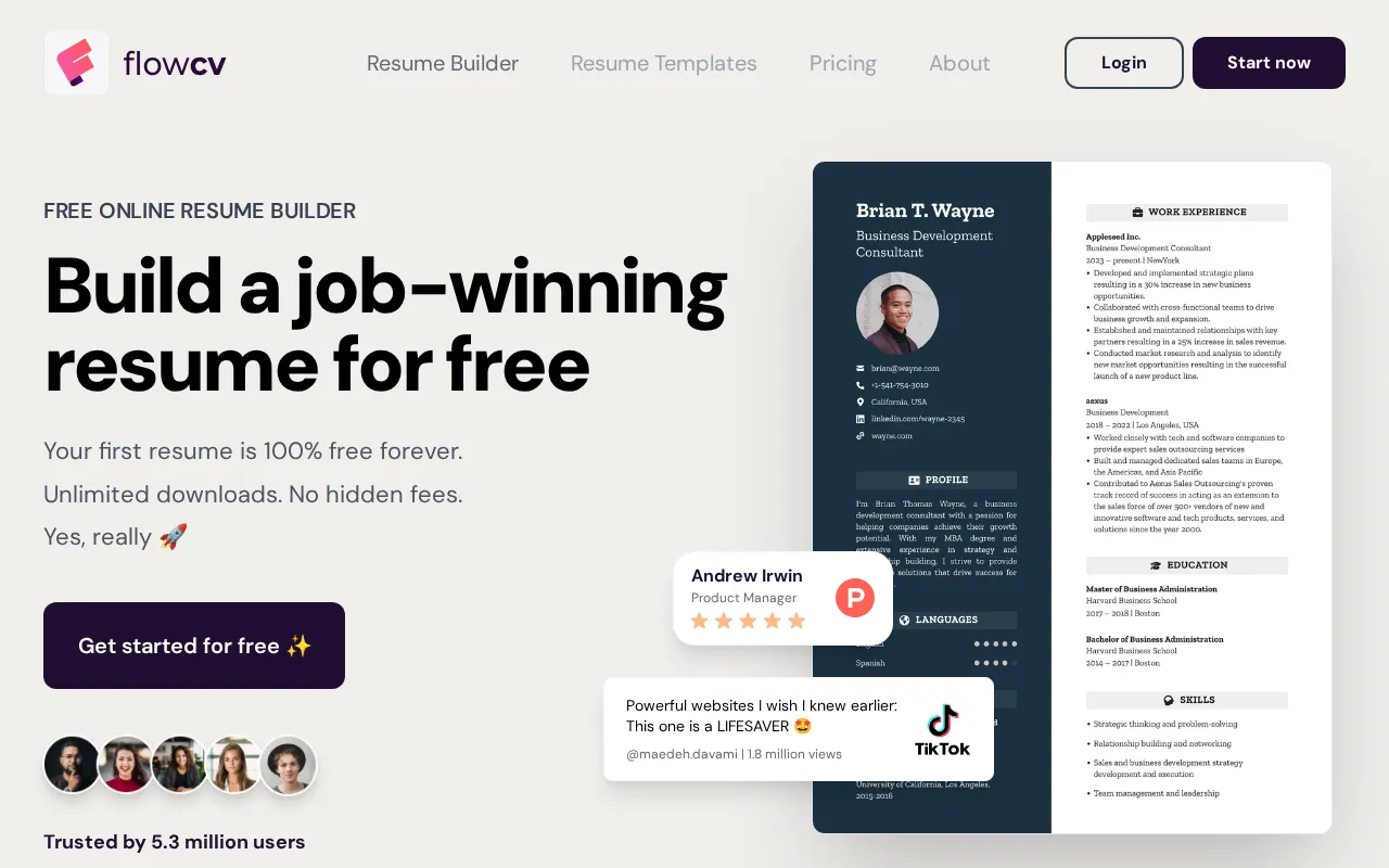 FlowCV — preview screenshot