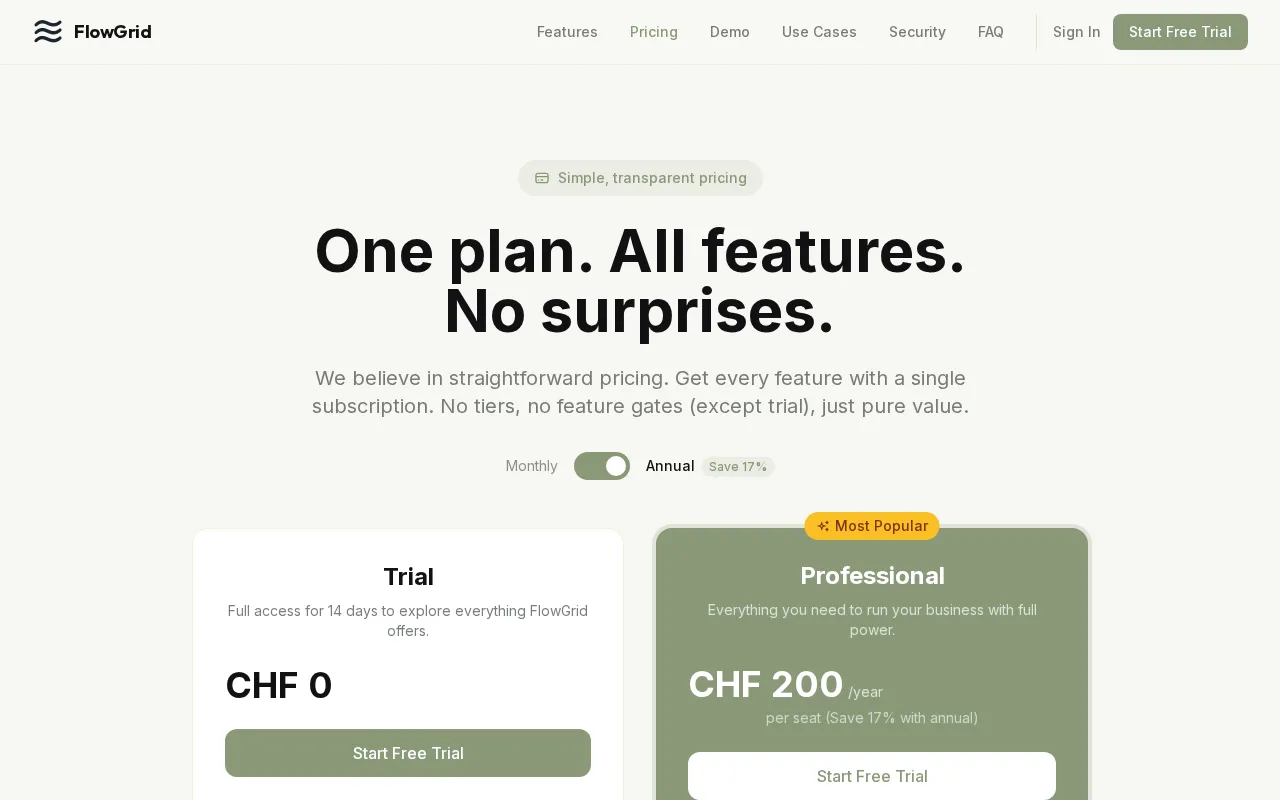 FlowGrid — pricing page