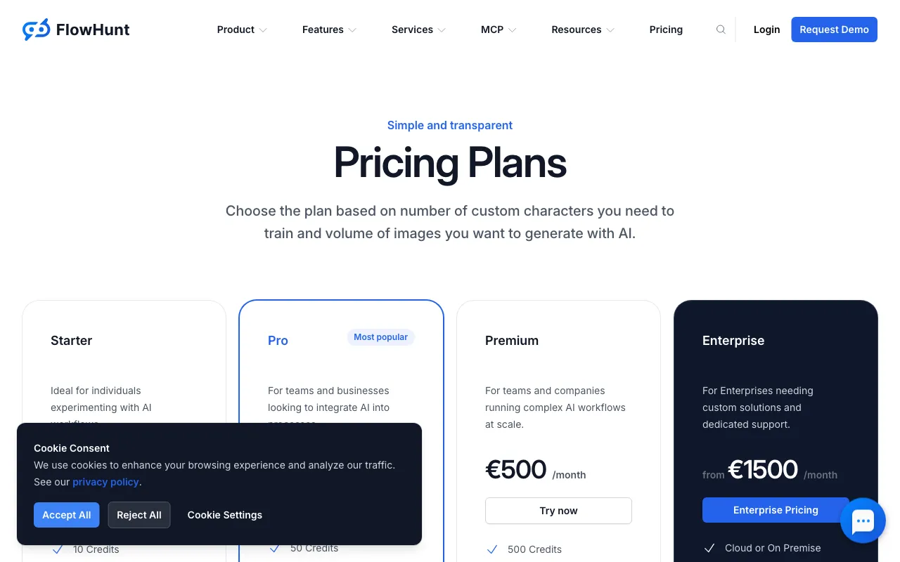 FlowHunt.io — pricing page