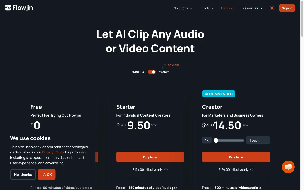 Flowjin — pricing page