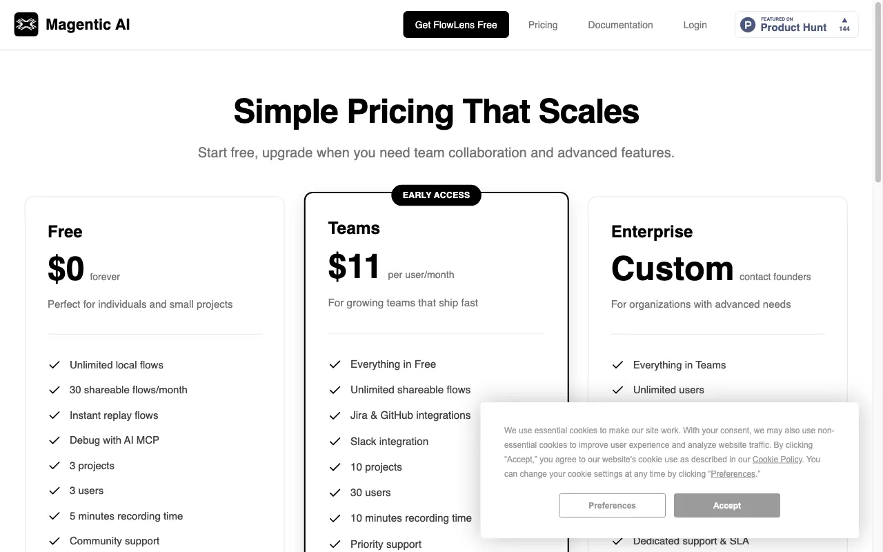 Magentic AI — pricing page