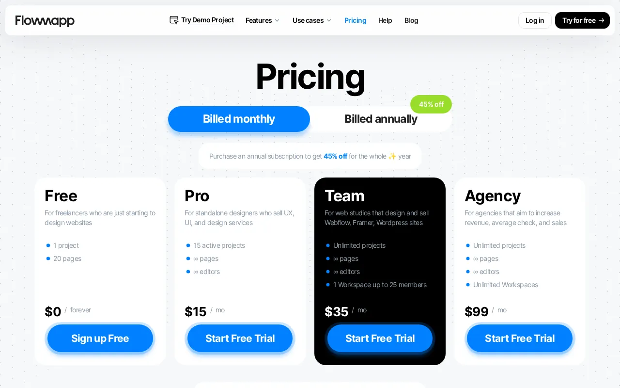Flowmapp — pricing page
