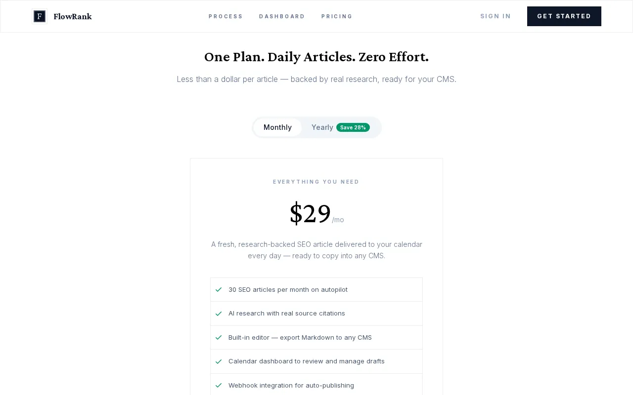FlowRank — pricing page