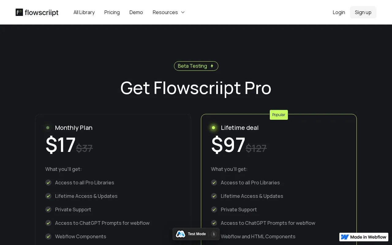 Flowscriipt — pricing page