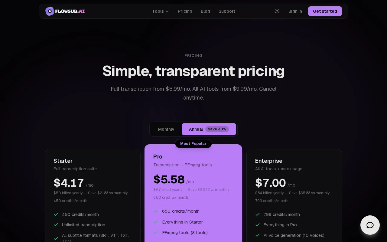 FlowSub — pricing page