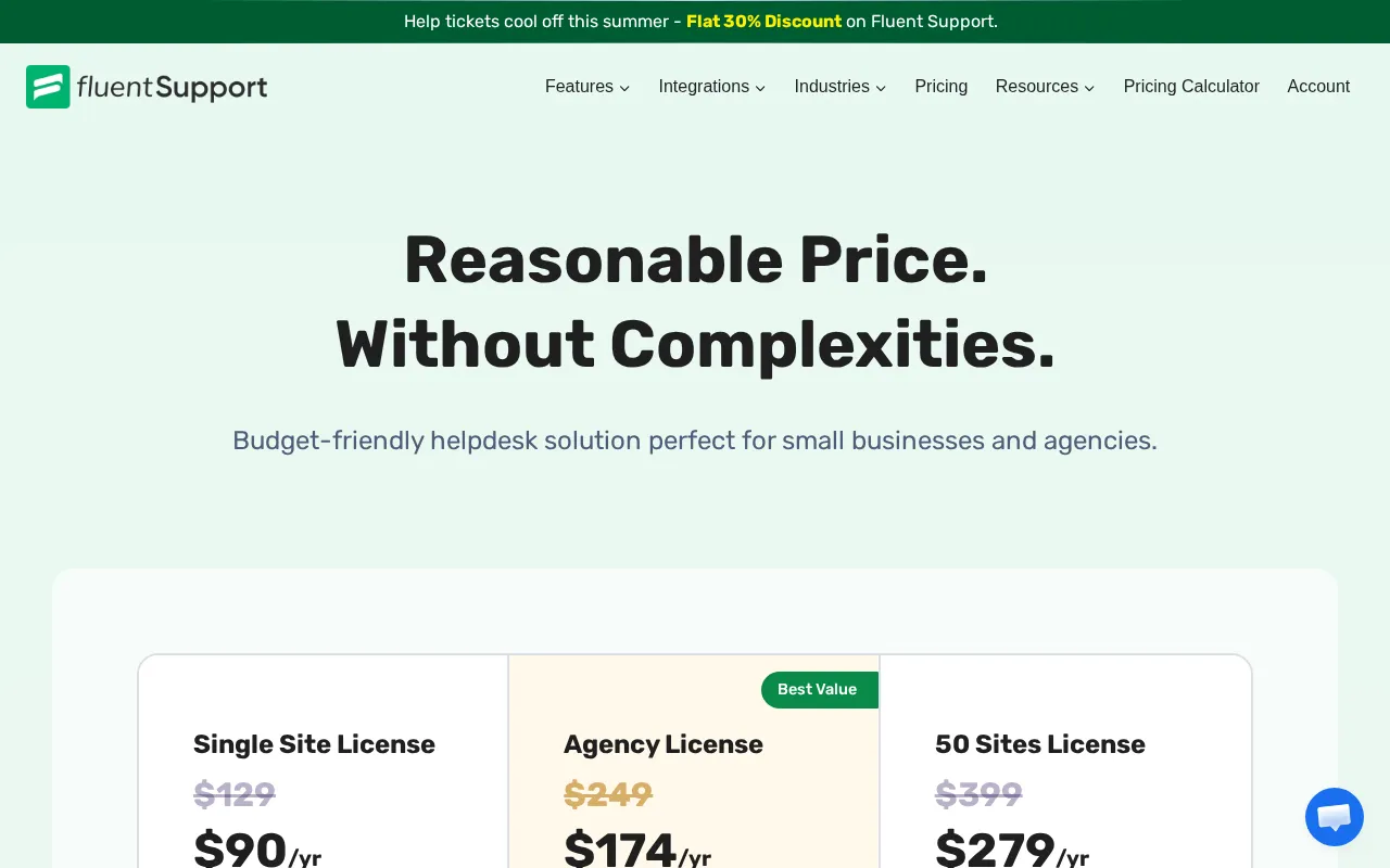 Fluent Support — pricing page