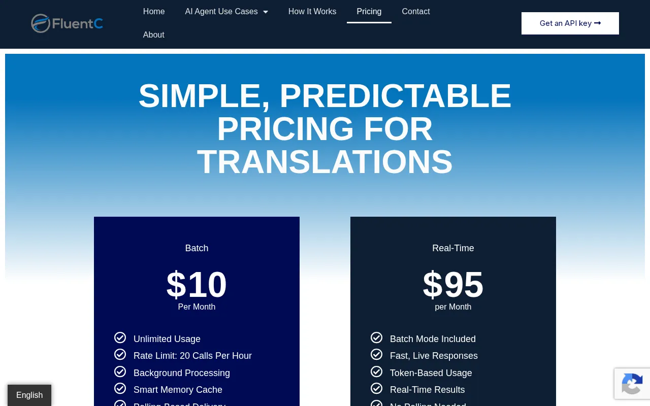 Fluentc — pricing page