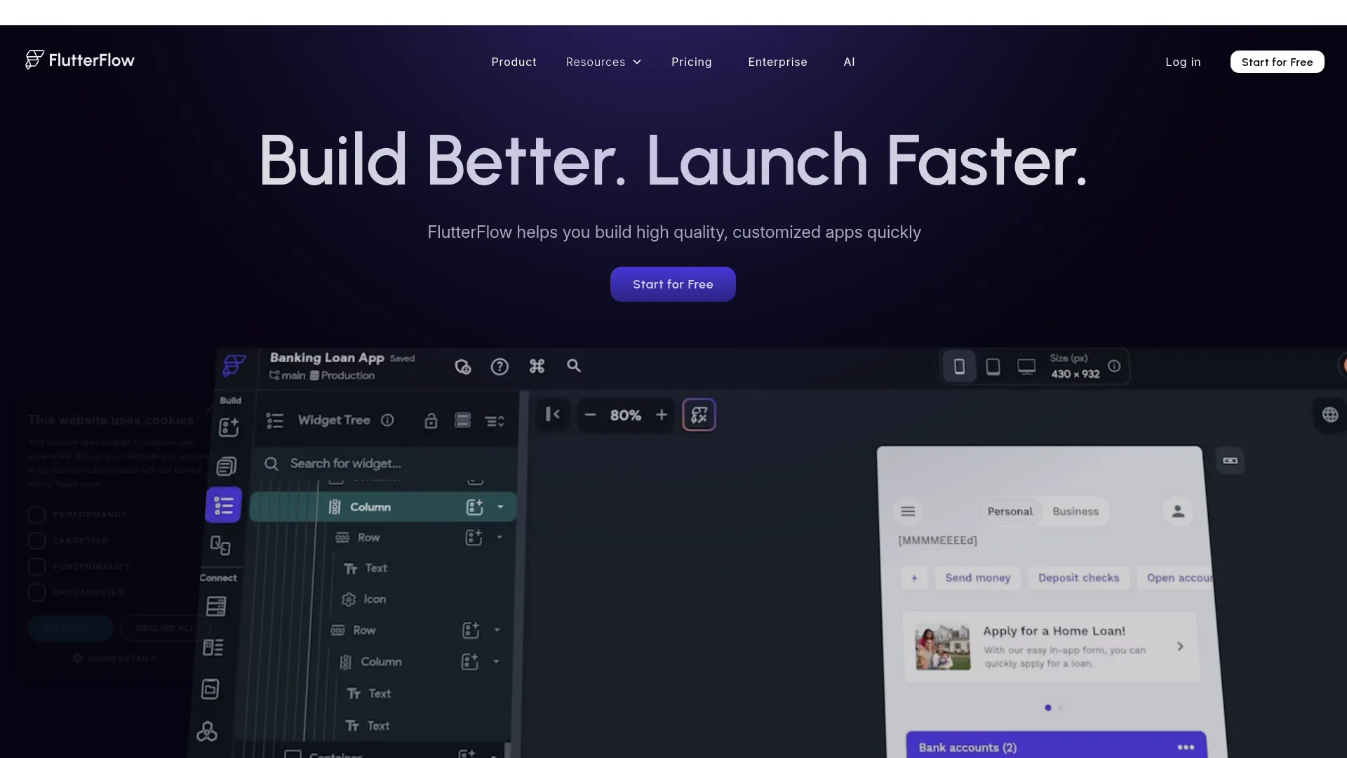 FlutterFlow — preview screenshot