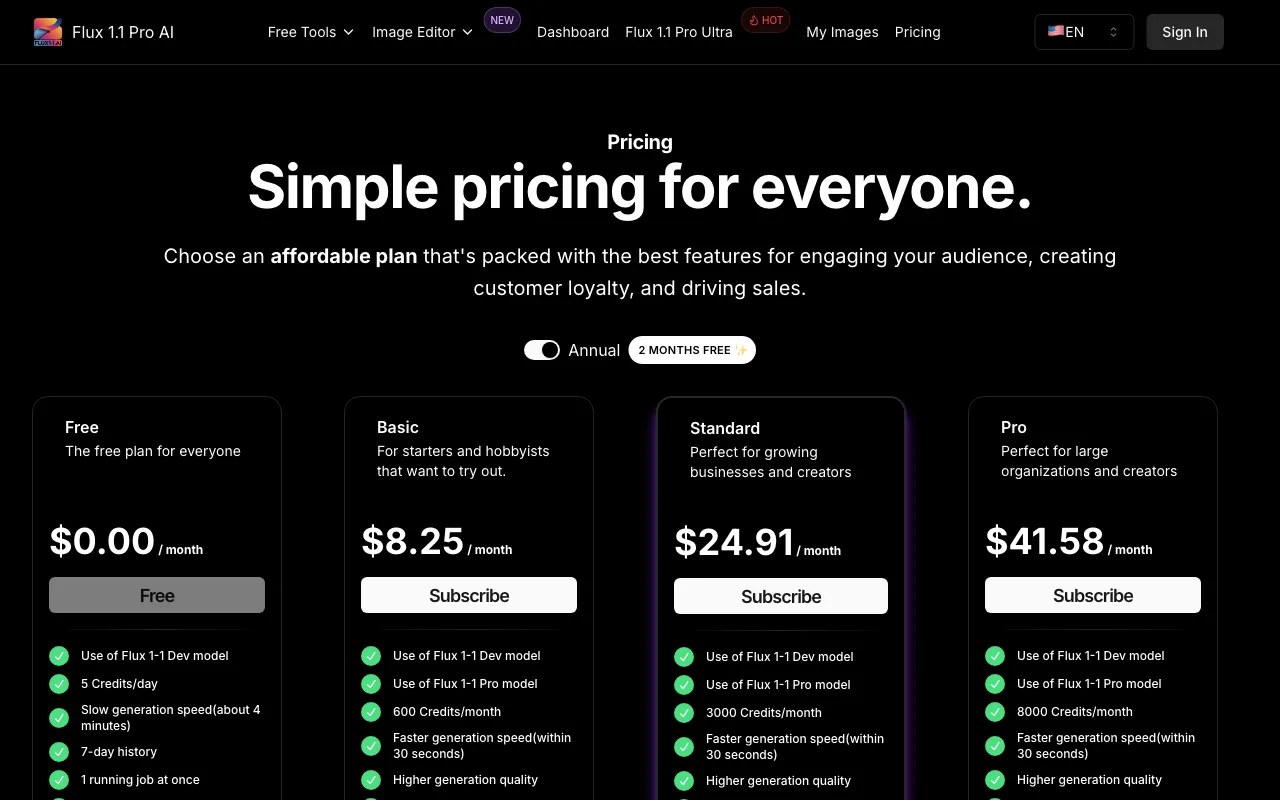 flux1-1.ai — pricing page
