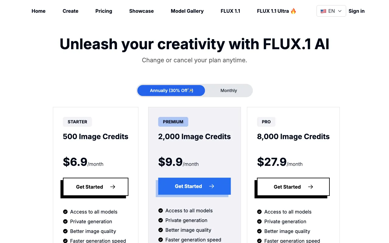 FLUX.1 AI — pricing page