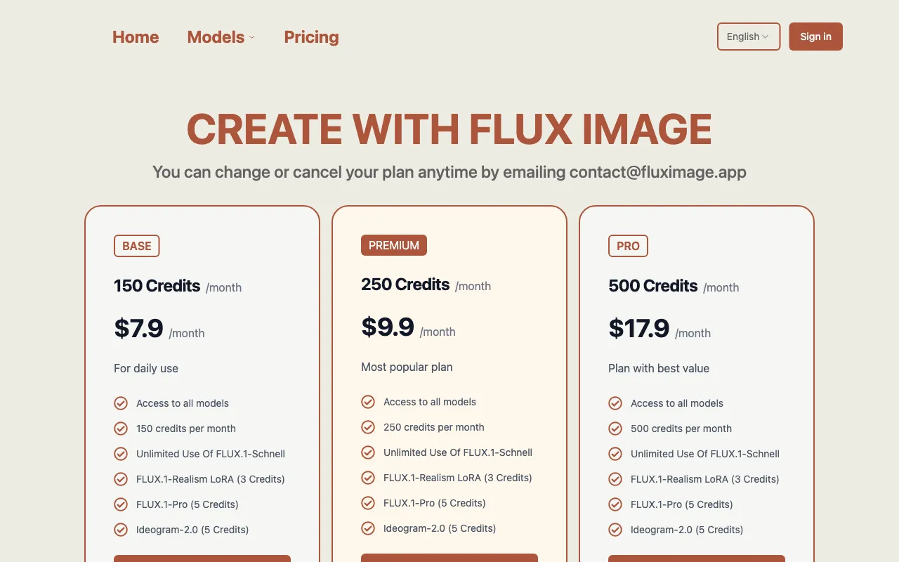 FLUX.1 IMAGE (Schnell, Realism-LoRA) — pricing page