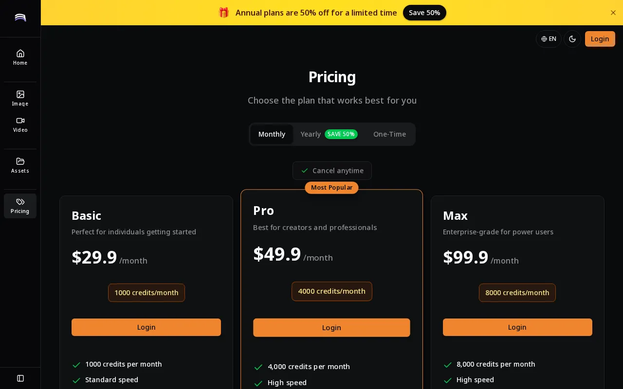 Flux 3 — pricing page