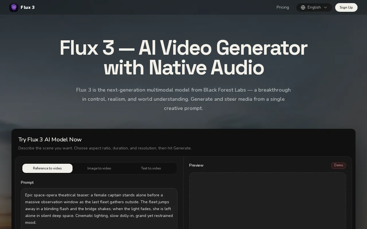 Flux 3 Video Generator — preview screenshot
