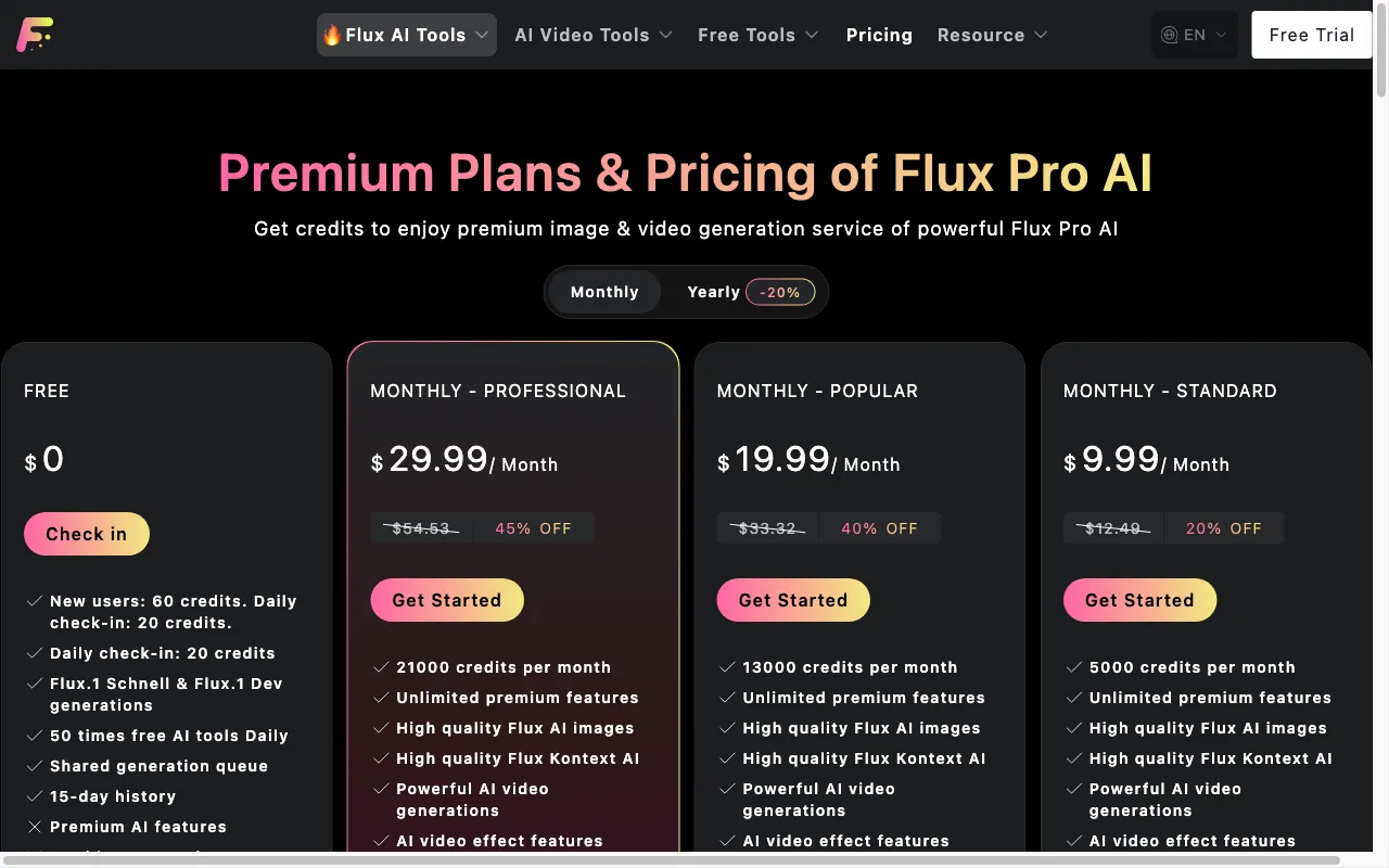 fluxproweb.com — pricing page