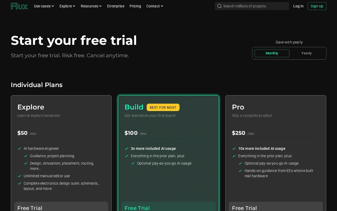 FluxAI — pricing page