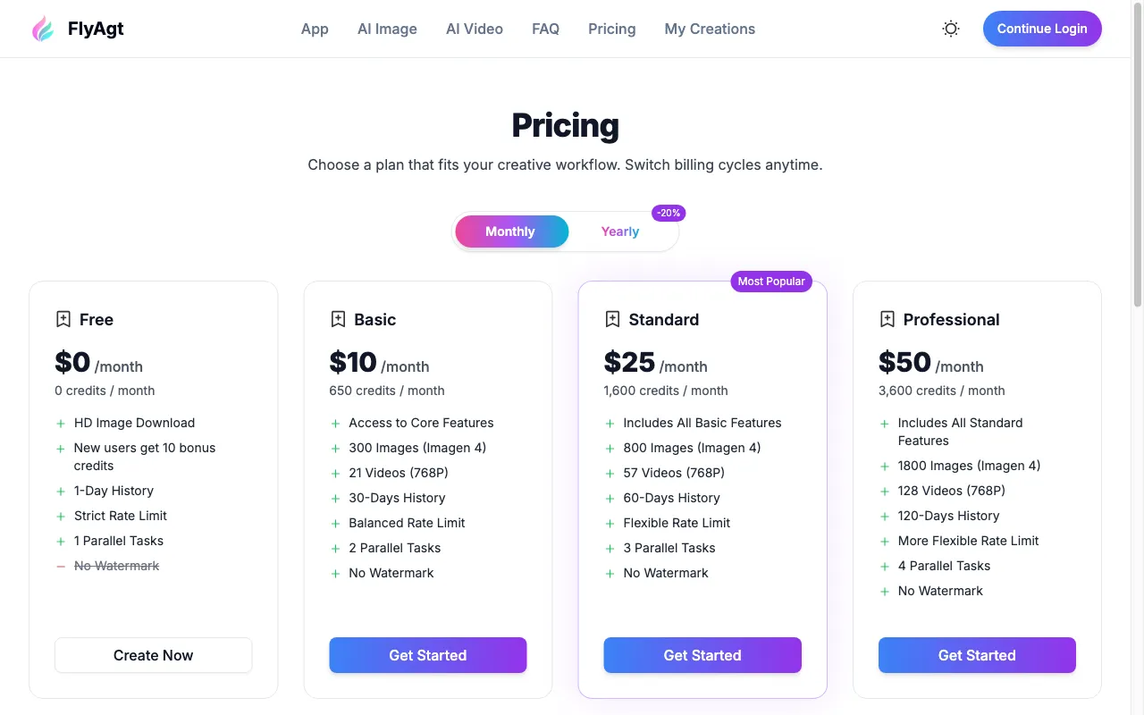 FlyAgt.ai — pricing page