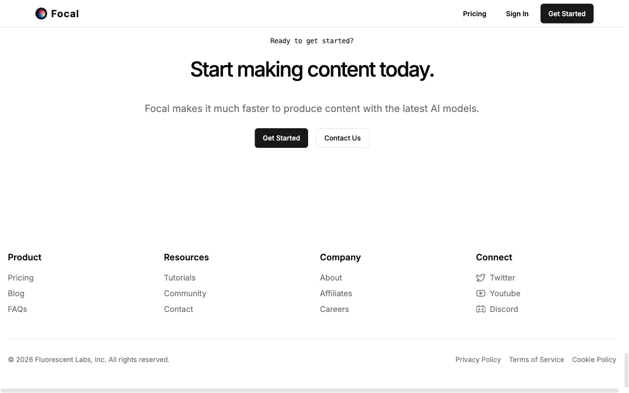Focal — pricing page