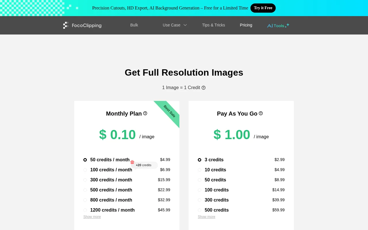 FocoClipping — pricing page