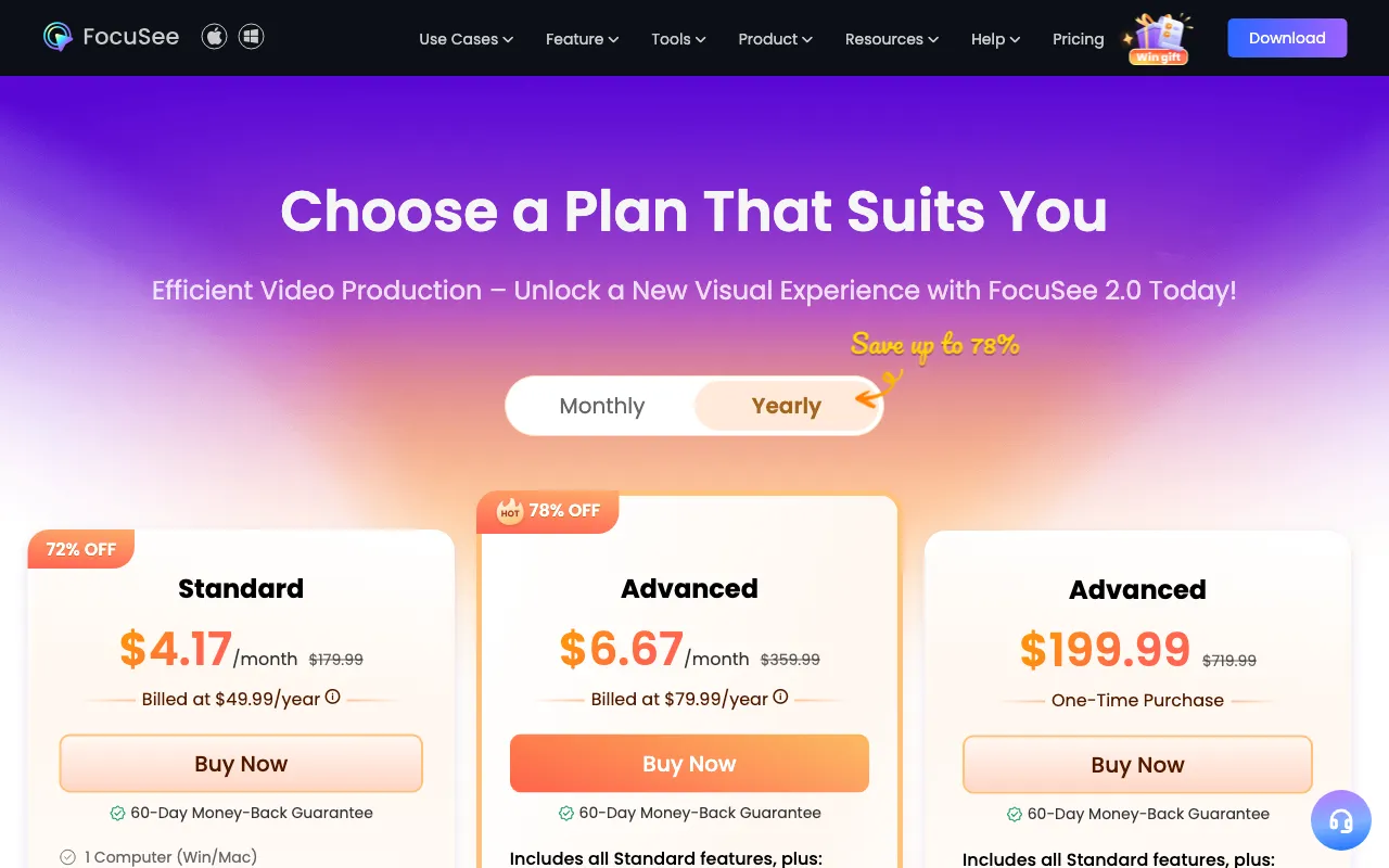 FocuSee — pricing page
