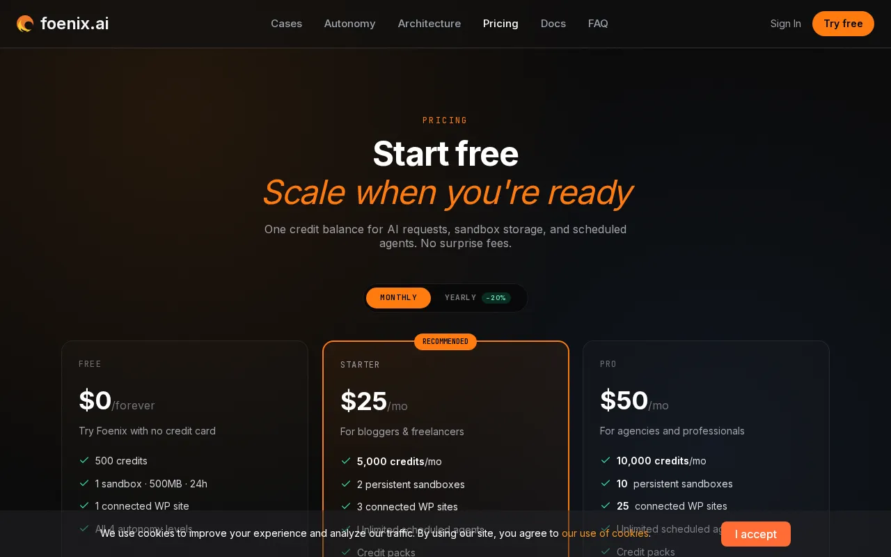 Foenix — pricing page