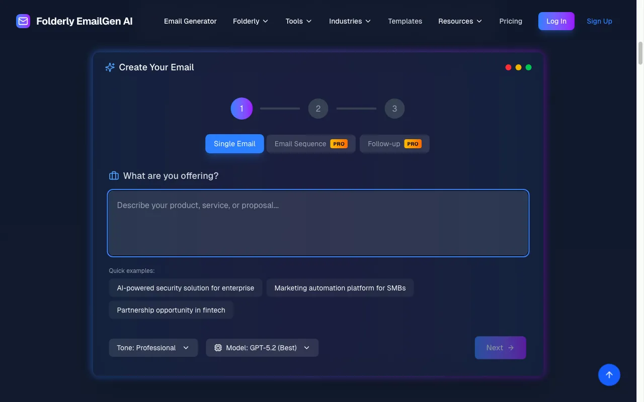 Folderly EmailGen AI — preview screenshot