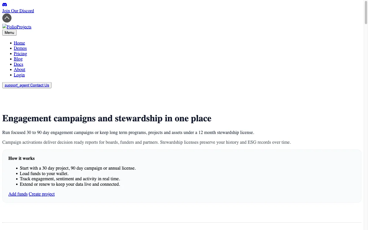 FolioProjects — pricing page
