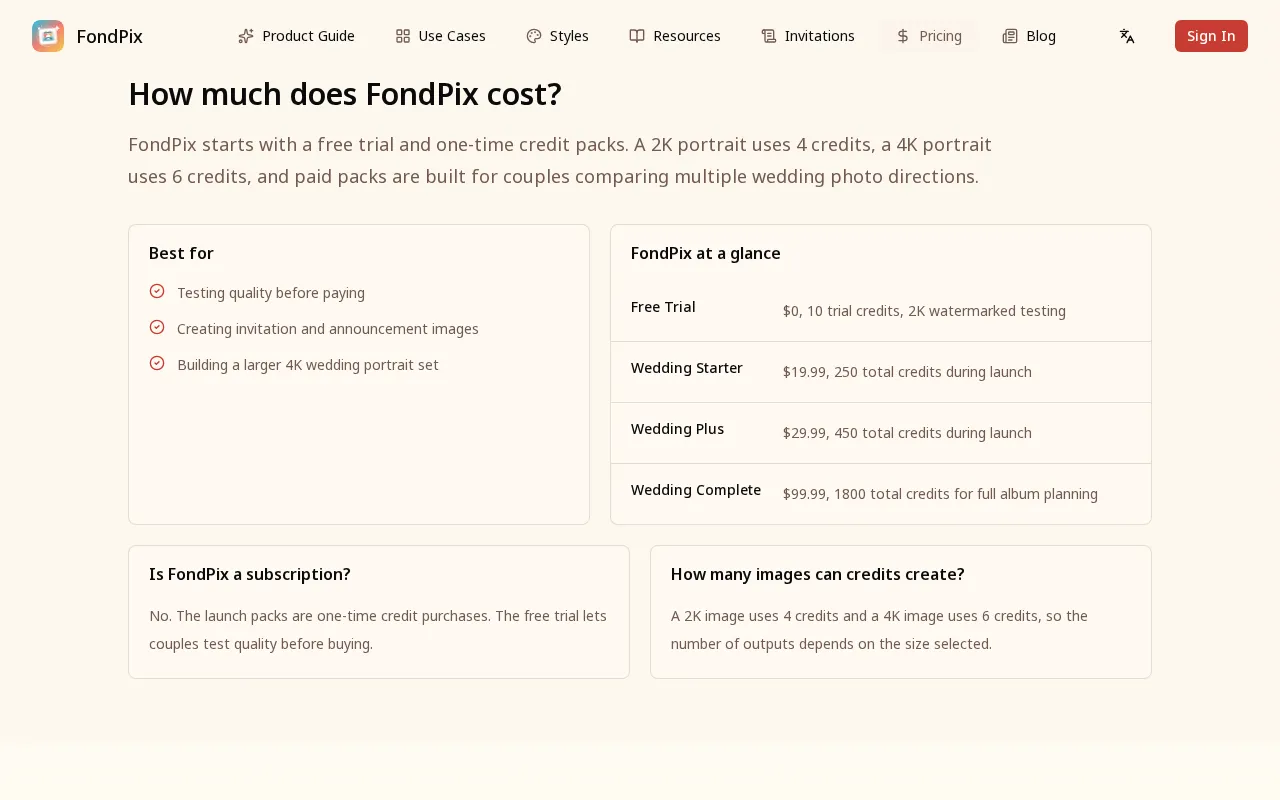 FondPix — pricing page