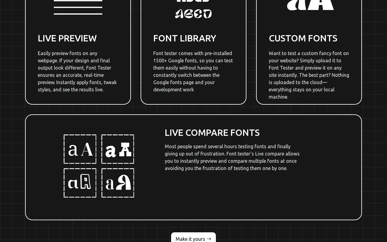 Font Tester — pricing page