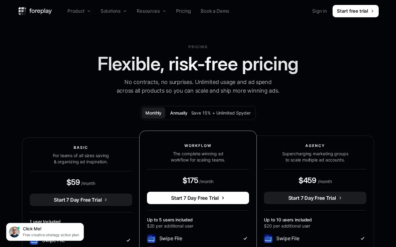 Foreplay — pricing page