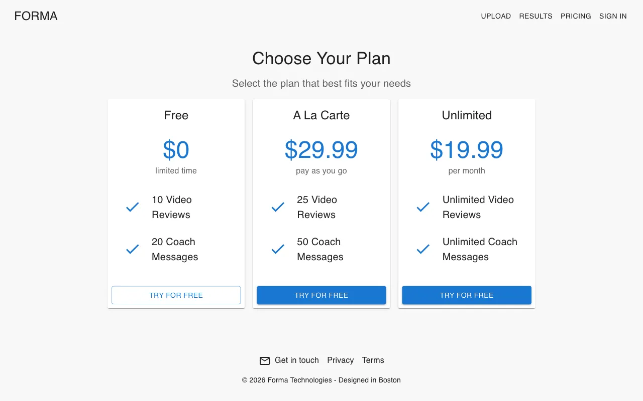 Forma — pricing page