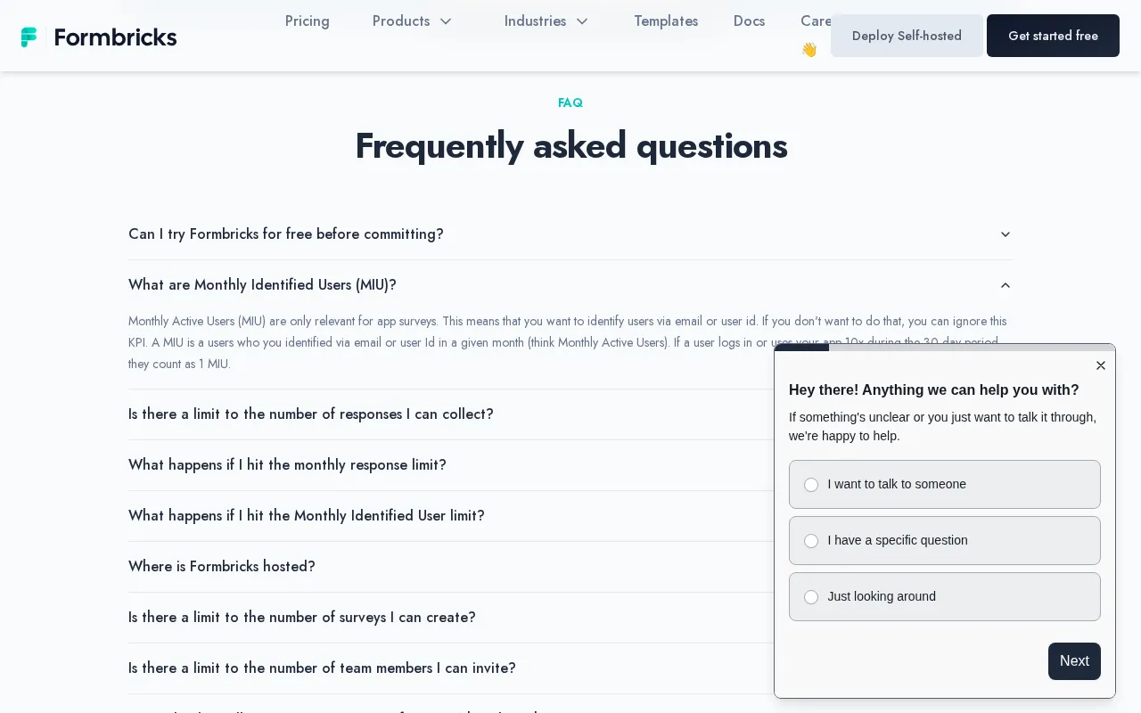 Formbricks — pricing page