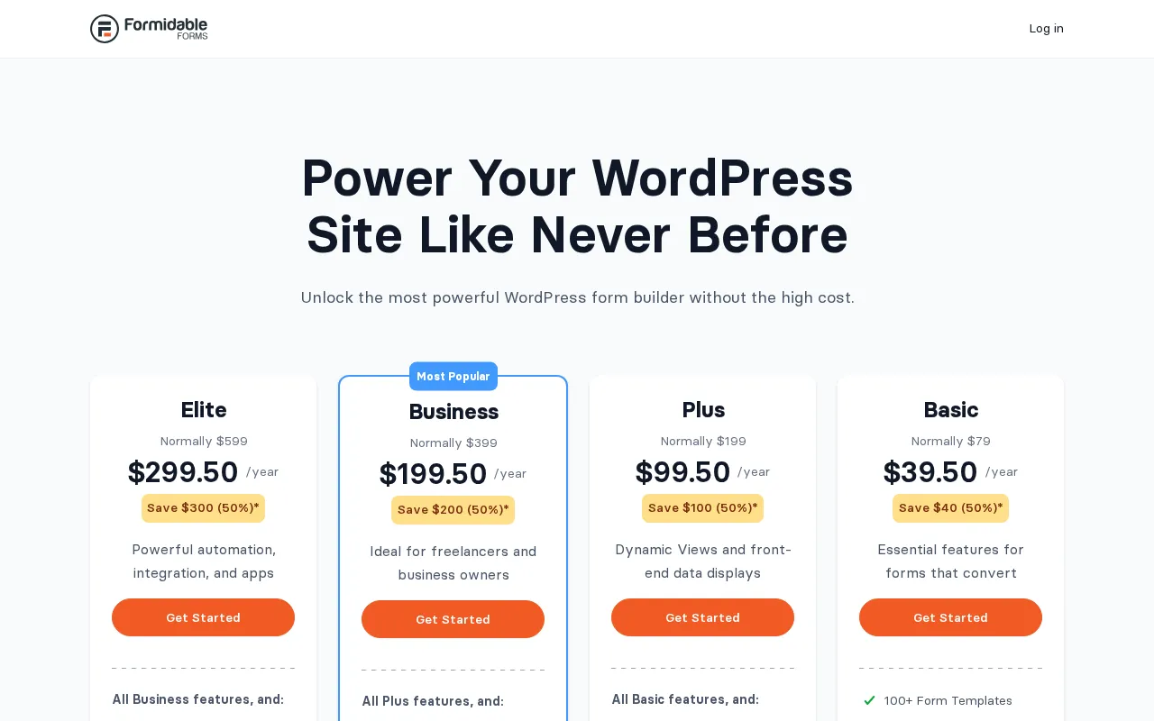 Formidable Forms - The Most Advanced WordPress Forms Plugin and Form Builder — pricing page