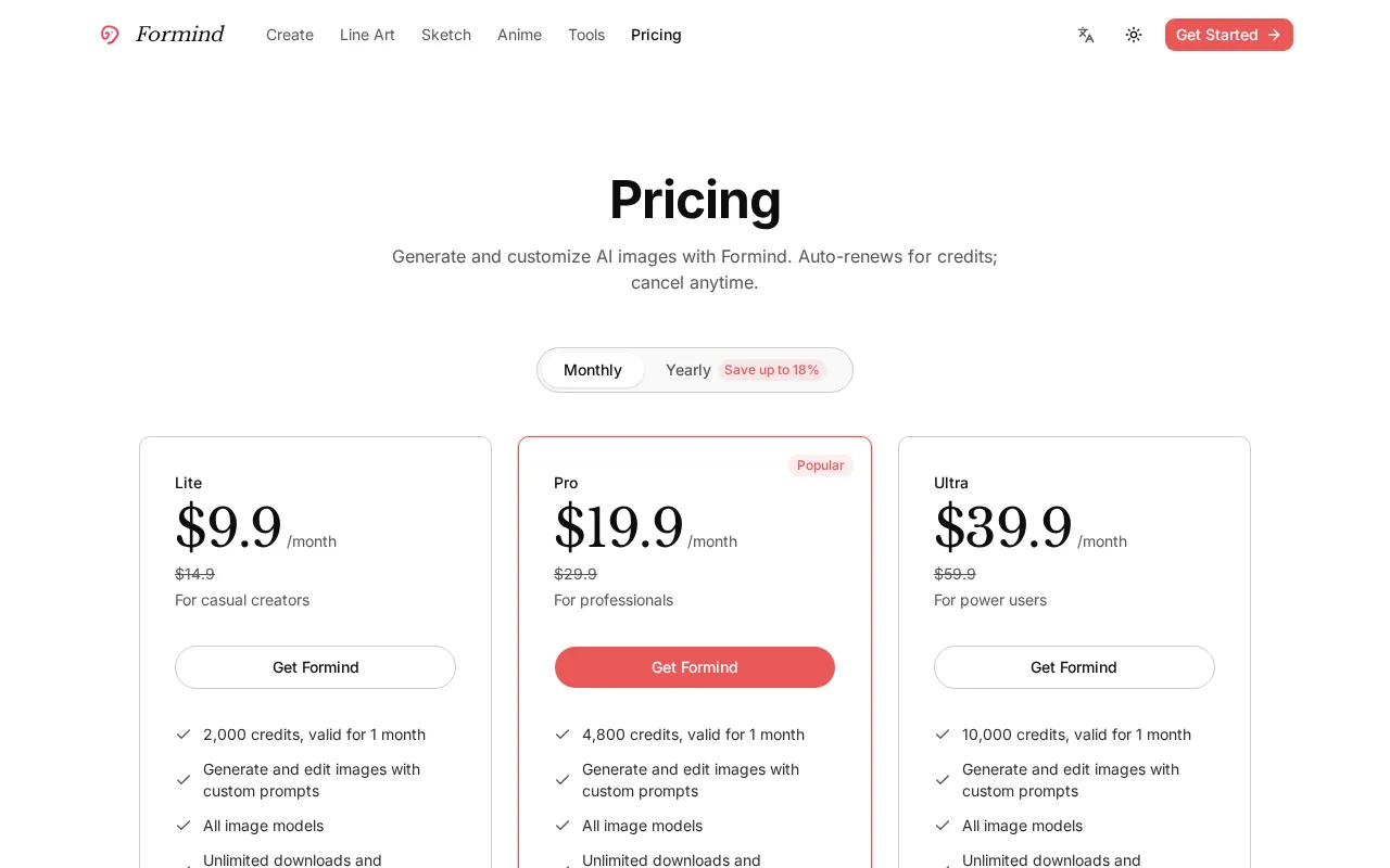 Formind — pricing page
